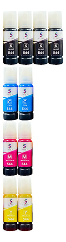 10 Botella Para Epson 544 L1210 L3210 L3250 Tinta Compatible
