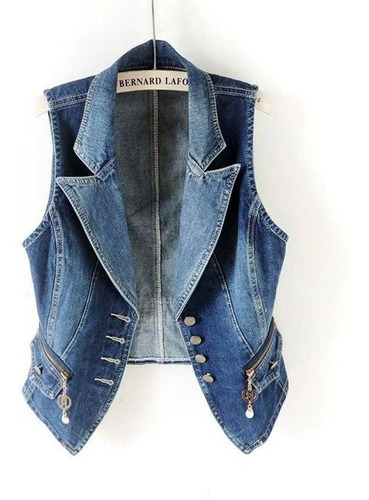 Chamarra Mujer Vaquera Con Cremallera Para Y Chaleco Denim