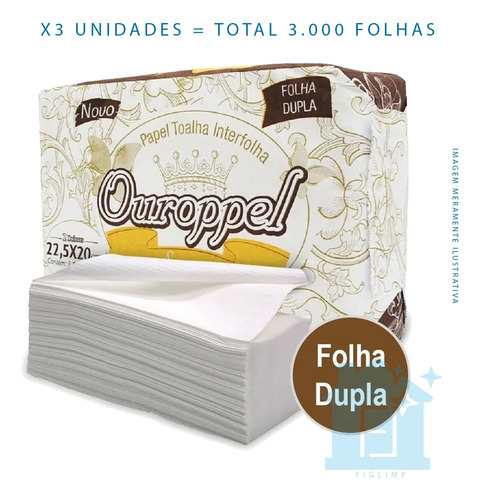 Kit Papel Toalha Interfolha 32g Luxo Folha Dupla 3000 Folhas