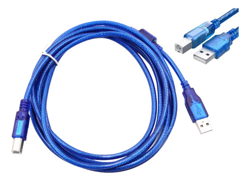 Cable Para Impresora 3 Metros Blindado Azul Usb 2.0