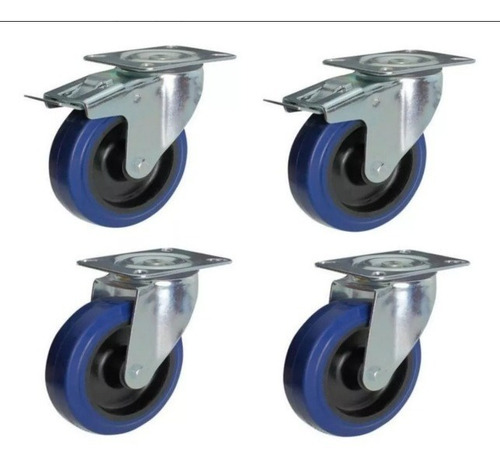 4 Ruedas Giratorias Para Anvil Rack 125mm (2 Con Freno) Azul