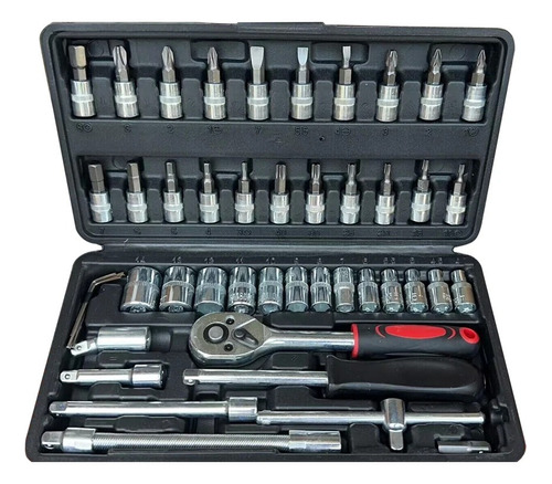 Caja Set Herramientas Llave Tubo Estuche Juego Kit 46 Piezas