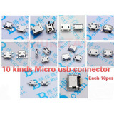Conector Micro Usb 10 Tipos Diferentes Pack 10 Unidades 