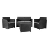 Juego De Sillones Toomax Set P/jardin/balcon Ratan Negro