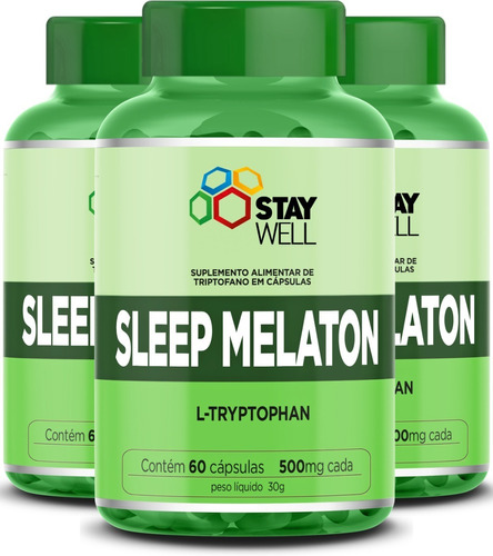 3un. Sleep Melaton L-triptofano 500mg Stay Well 180 Cápsulas