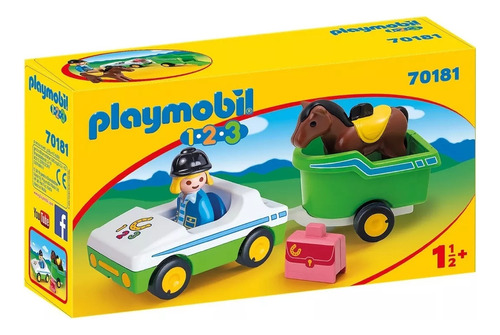 Playmobil 123 70181 Coche Zoo Con Remolque De Caballo