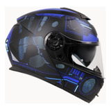 Casco Abatible Shaft Sh-3910dv Suspect Negr.mate Azul Tr