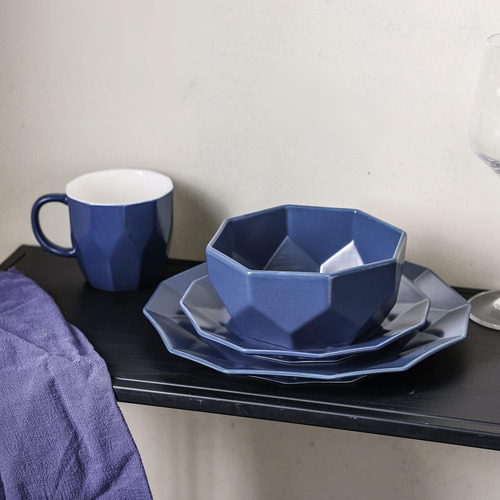 Set De Vajilla Platos Porcelana Azul 16 Pz Jamie