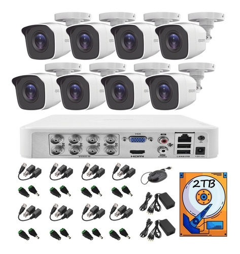 Kit Video Vigilancia Epcom 8 Cámaras 1080p Baluns / 2tb