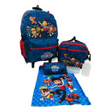 Kit Mochila Patrulha Canina Rodinhas Infantil Escolar Juv Cor Azul