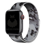 Pulseira Aço Milanês Milanese P/ Apple Watch 42mm 38mm 44mm Cor Branco Camuflado Largura 38 Mm