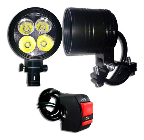 Kit 2 Par Faros Auxiliar Led Cree 20w Redondo + Switch 