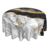 Kawani Mantel Redondo De Mármol Dorado Negro Mantel De Mesa 