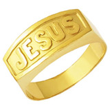 Anel Ouro Escrito Jesus Ouro 18k Masculino Religioso 23109