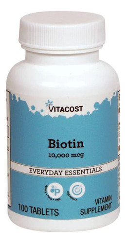 Biotina 10.000 Mcg - 100 Tabletes Vitacost Importado