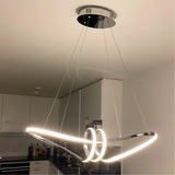 Lustre Moderno Cromado De Led Infinito Duplo Curvado 