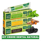 Kit 3 Creme Dental Boni Natural - Carvão, Cúrcuma, Melaleuca