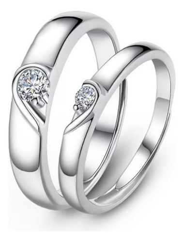 2 Anillos Promesa Plata Fina 925 Corazon Parejas Compromiso