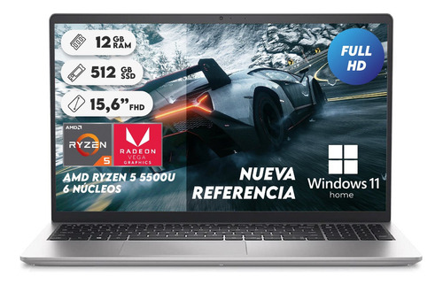 Laptop Dell Inspiron 3525 Amd Ryzen 5-5500u 12gb 512gb Win11 Color Plata