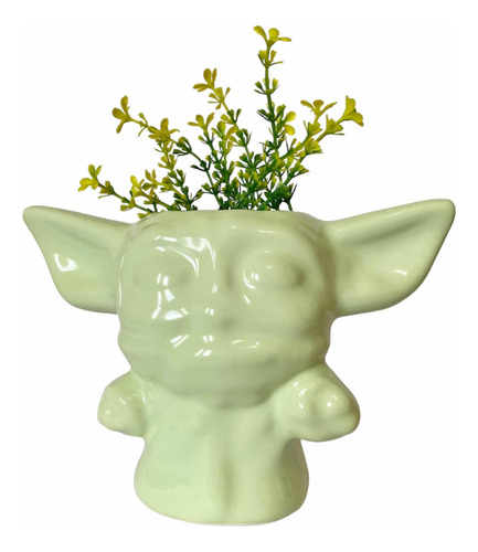 Florero Maceta Baby Yoda Cerámica Decorativo Jarron