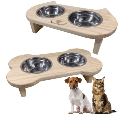 Comedouro Pet Bebedouro Cachorro Gato Elevado 2 Potes Tam P