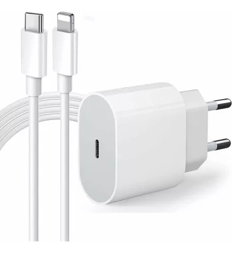 Cabo + Fonte Compatível iPhone SE X Xr 11 12 13pro 14 Usb-c