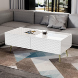 Voxanoxi Mesa De Centro Blanca, Mesa Auxiliar Rectangular Pa