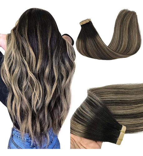 Extensiones De Cabello Humano Balayage Negro Natur 20in 50gr