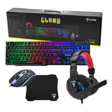 Combo Gamer Teclado  Mouse + Fone Headset + Mouse Pad Clanm 