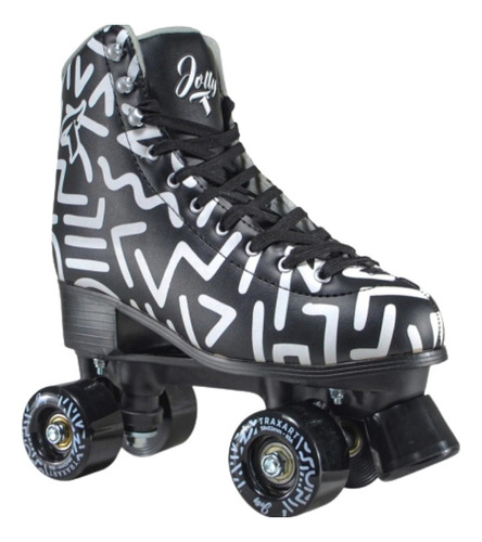 Patins Quad Tradicional Jolly Traxart Preto Abec 7 + Brinde