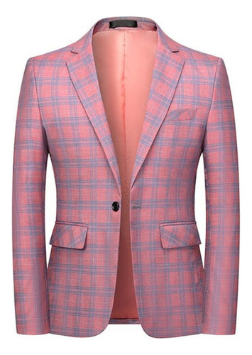 Blazer Casual A Cuadros Para Hombre, Traje Ajustado De I [u]