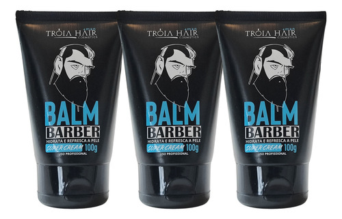 Kit Pós Barba Balm Hidrata Refresca E Modela Tróia 03un 100g