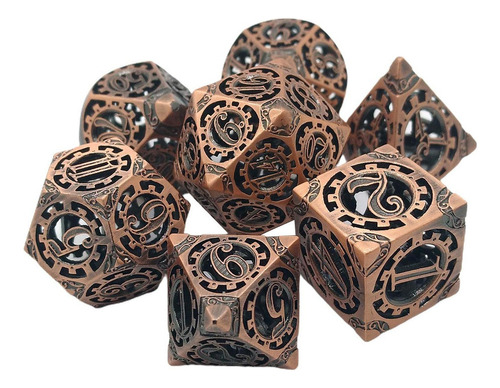 Metal Dice Hollow Dnd Game Dice Steampunk 7 Pcs