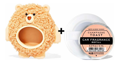 Bath & Body Works Holder Oso + Car Refill Champagne Toast