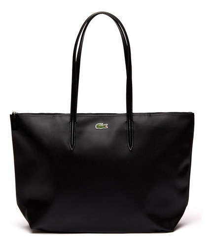 Bolso Tote Lacoste L.12.12 Concept Con Cierre Para Mujer Acabado De Los Herrajes Metal Color Negro Correa De Hombro Negro Diseño De La Tela Liso