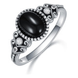 Anillo De Nix Negro Para Mujer Plata De 925 Estilo Gtico Oxi