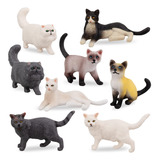 Toymany 8 Figuras Pequeñas De Gato Blanco Y Negro, Juego D.