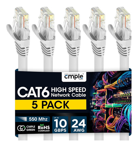 Cmple - Paquete De 5 Cables Ethernet Cat6, Cable De Red D...