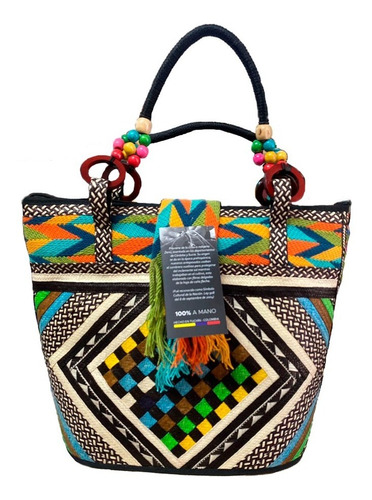 Bolso Multicolor Tejido Ajedrezado Exclusivo