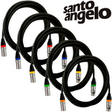 5 Cabos De Microfone Balanceado Xlr Santo Angelo - 05 Metros