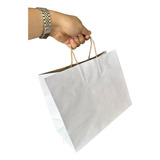 Bolsa Papel Kraft Blanca Boutique 14x30+25 Envío 20 Pz