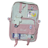 Mochila Escolar Kawaii Ode To Joy Pompones Estilo Harajuku