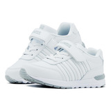 Tenis Deportivo Escolar Infantil K-swiss Blanco Con Velcro