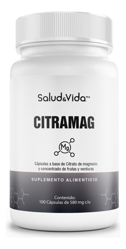 Citrato De Magnesio - Uno Al Día - 100 Cápsulas De Fácil Absorción - Citramag Salud & Vida - Sin Gluten Y Sin Omg