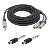 Kit Cabo P2 Estéreo X 2 Rca 5 Mt Blindado + 2 Plug Rca X P10