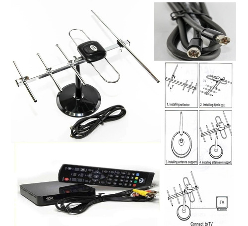 Kit Sintonizador Tda Digital Antena Interior Con Cable Deco 