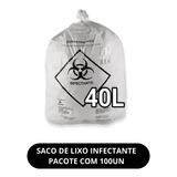 Saco De Lixo Hospitalar Infectante 40l / 100un Cor Branco