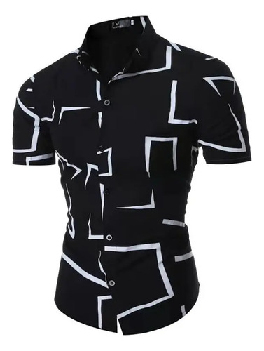 Camisa De Manga Corta Para Hombre Con Estampado Geométrico | MercadoLibre