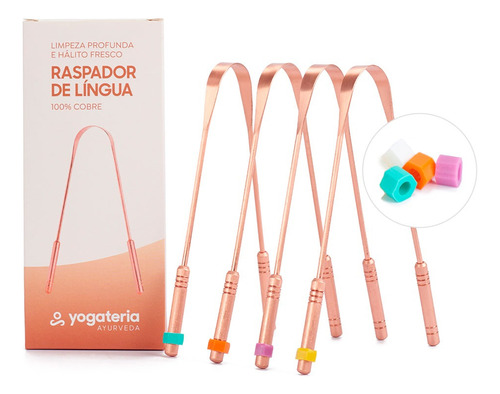 Yogateria Kit 3 Raspador Limpador De Língua Cobre Puro 100%