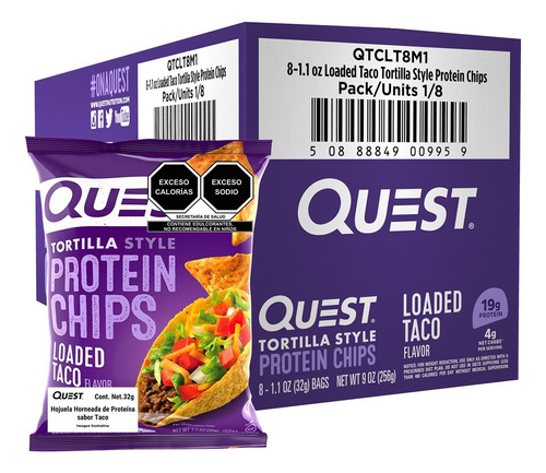 Caja X8 De Tortilla Quest Nutrition Style Protein Chips Taco